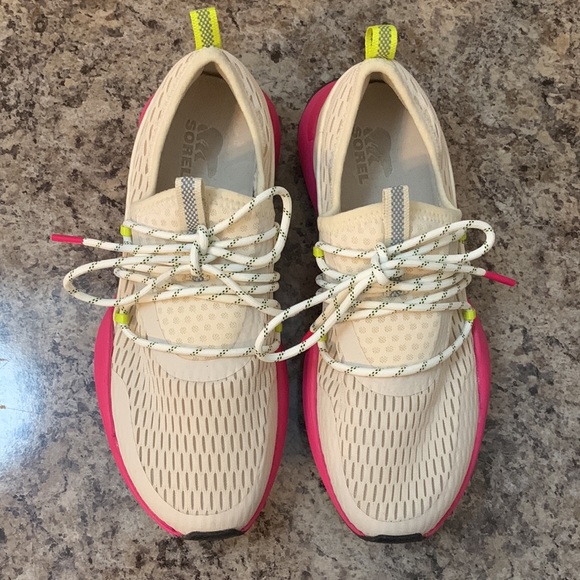 Sorel Pink, Beige, and Neon Yellow Shoes - Picture 5 of 15